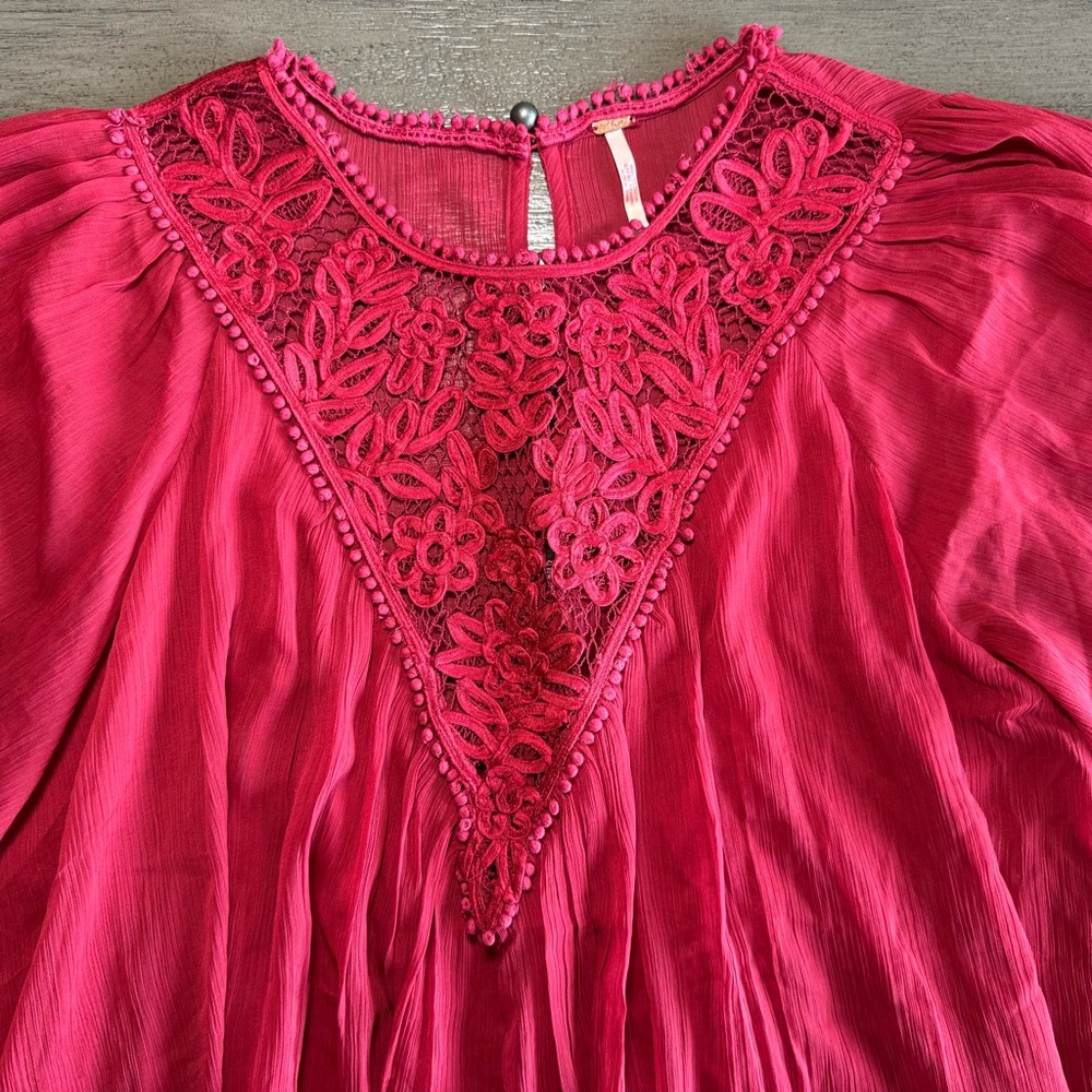 Free People Maroon Sunshine Of Love Mini Dress M - Picture 7 of 16
